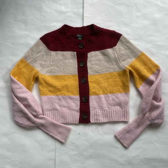 Cardigan Colorblock Sweater Wild Fable Cropped  Size Small - Picture 2 of 8
